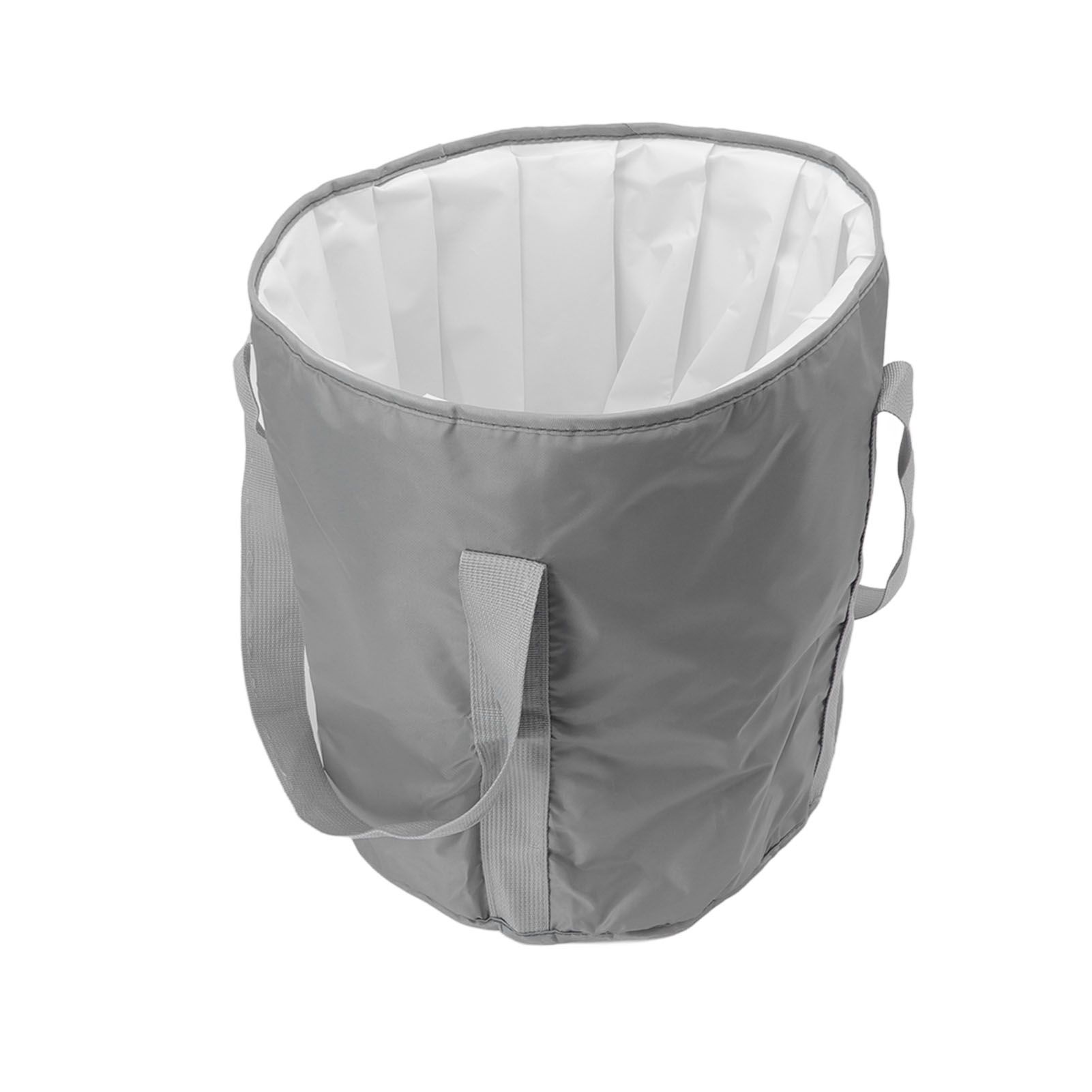 Foldable Foot Tub Polyester Double Layer Collapsible Camping Bucket with Storage Bag for Outdoor Grey - Image 4
