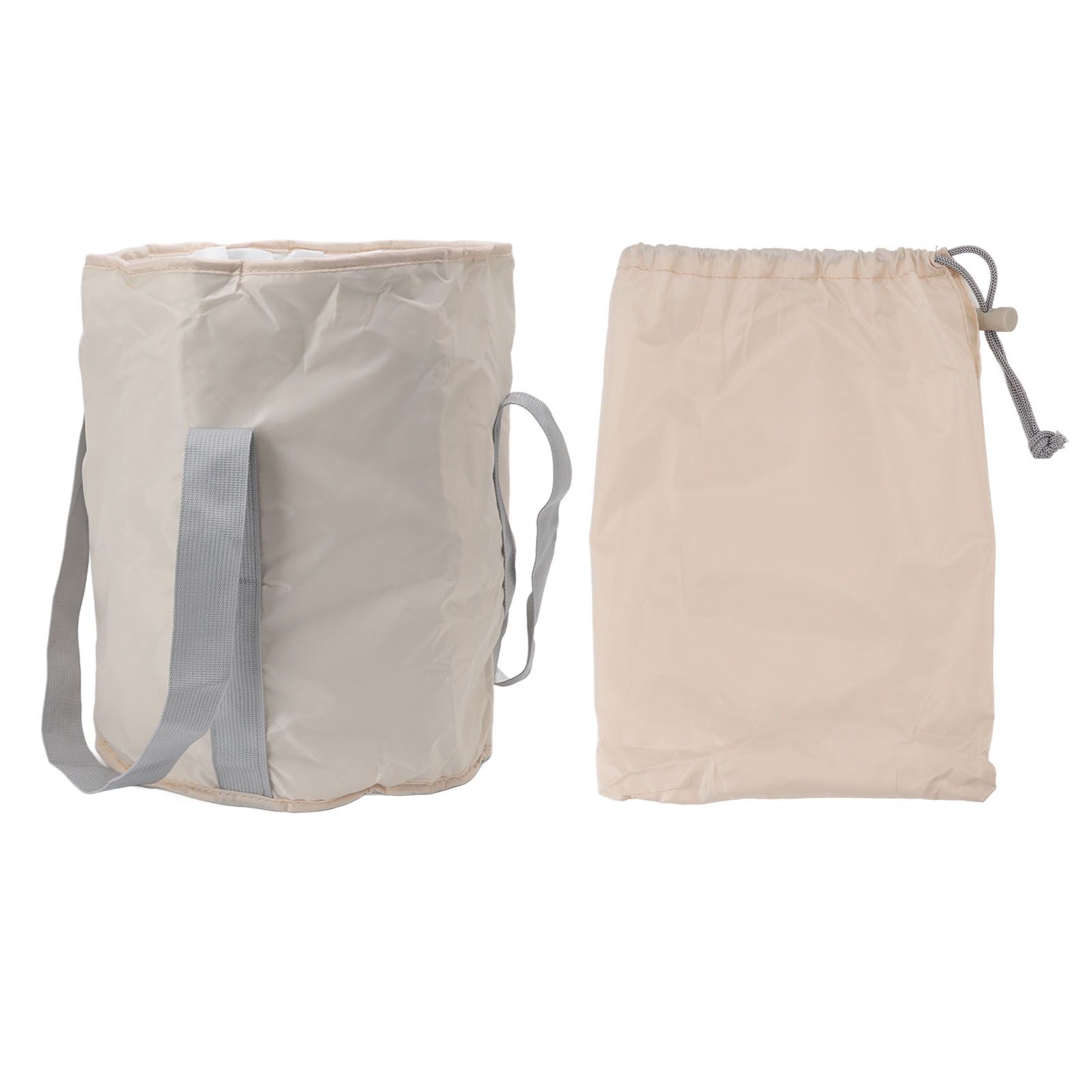 Foldable Foot Tub Polyester Double Layer Collapsible Camping Bucket with Storage Bag for Outdoor Beige - Image 1