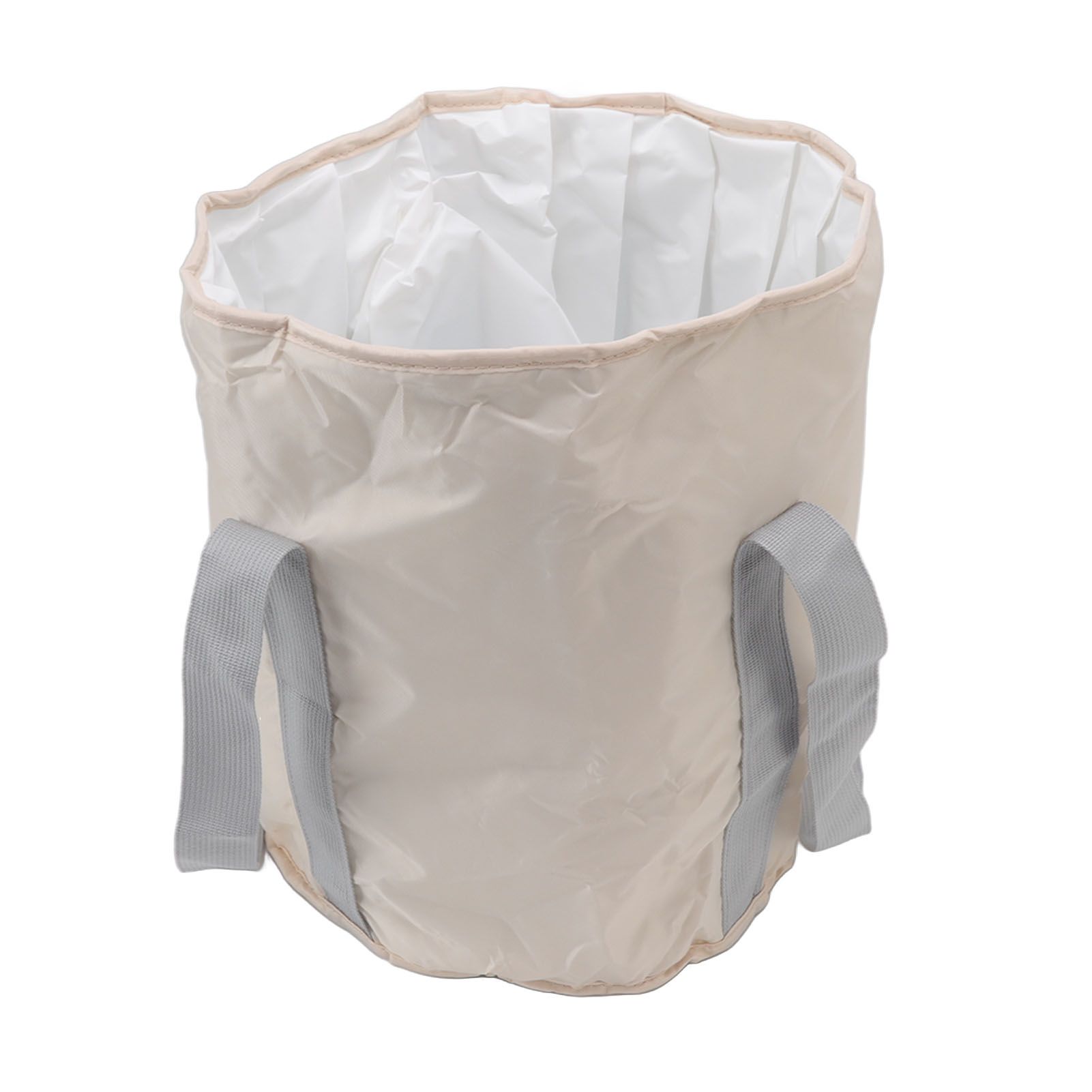 Foldable Foot Tub Polyester Double Layer Collapsible Camping Bucket with Storage Bag for Outdoor Beige - Image 2