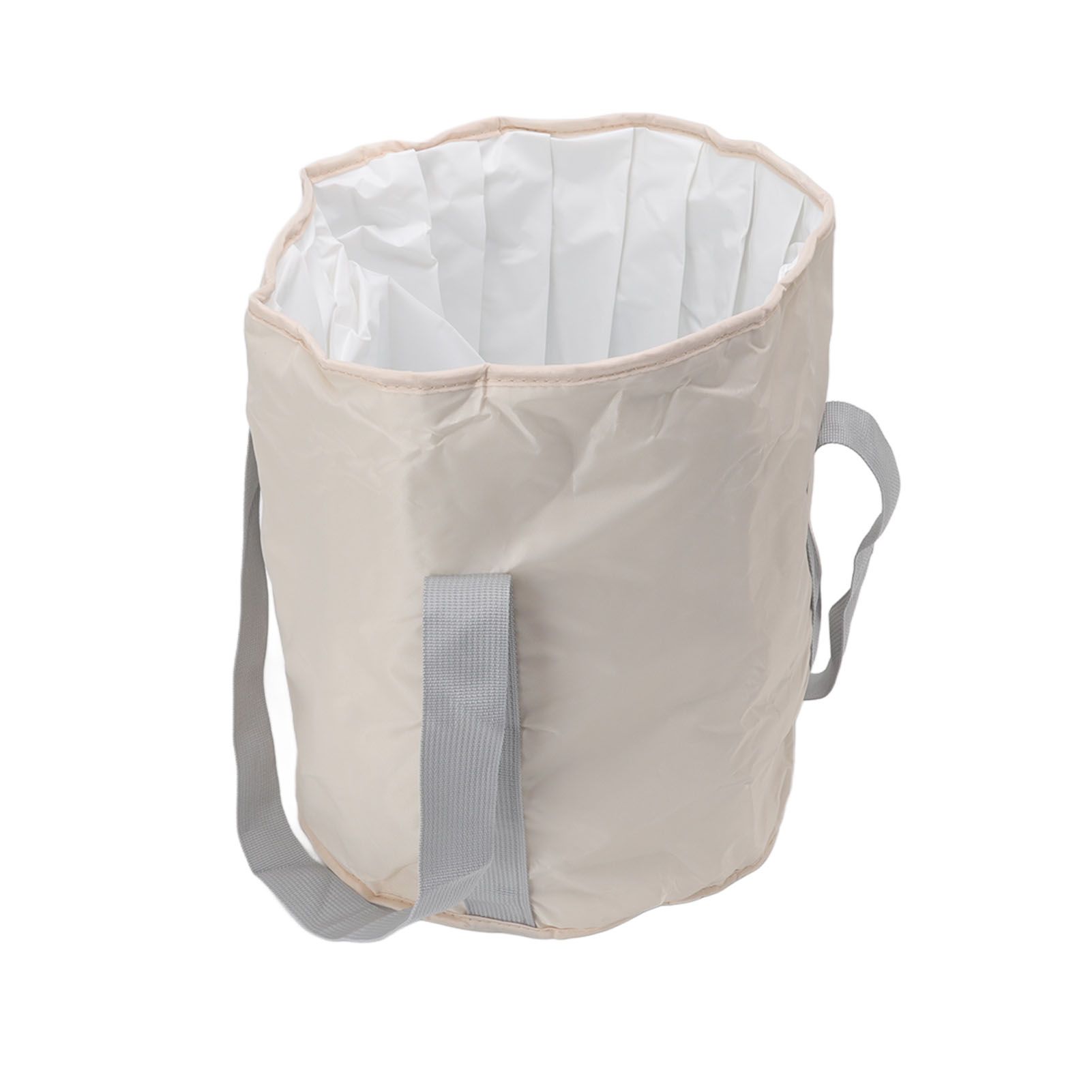 Foldable Foot Tub Polyester Double Layer Collapsible Camping Bucket with Storage Bag for Outdoor Beige - Image 3
