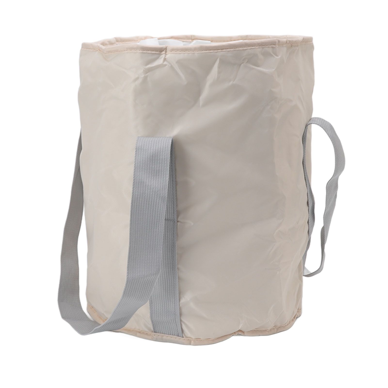 Foldable Foot Tub Polyester Double Layer Collapsible Camping Bucket with Storage Bag for Outdoor Beige - Image 4