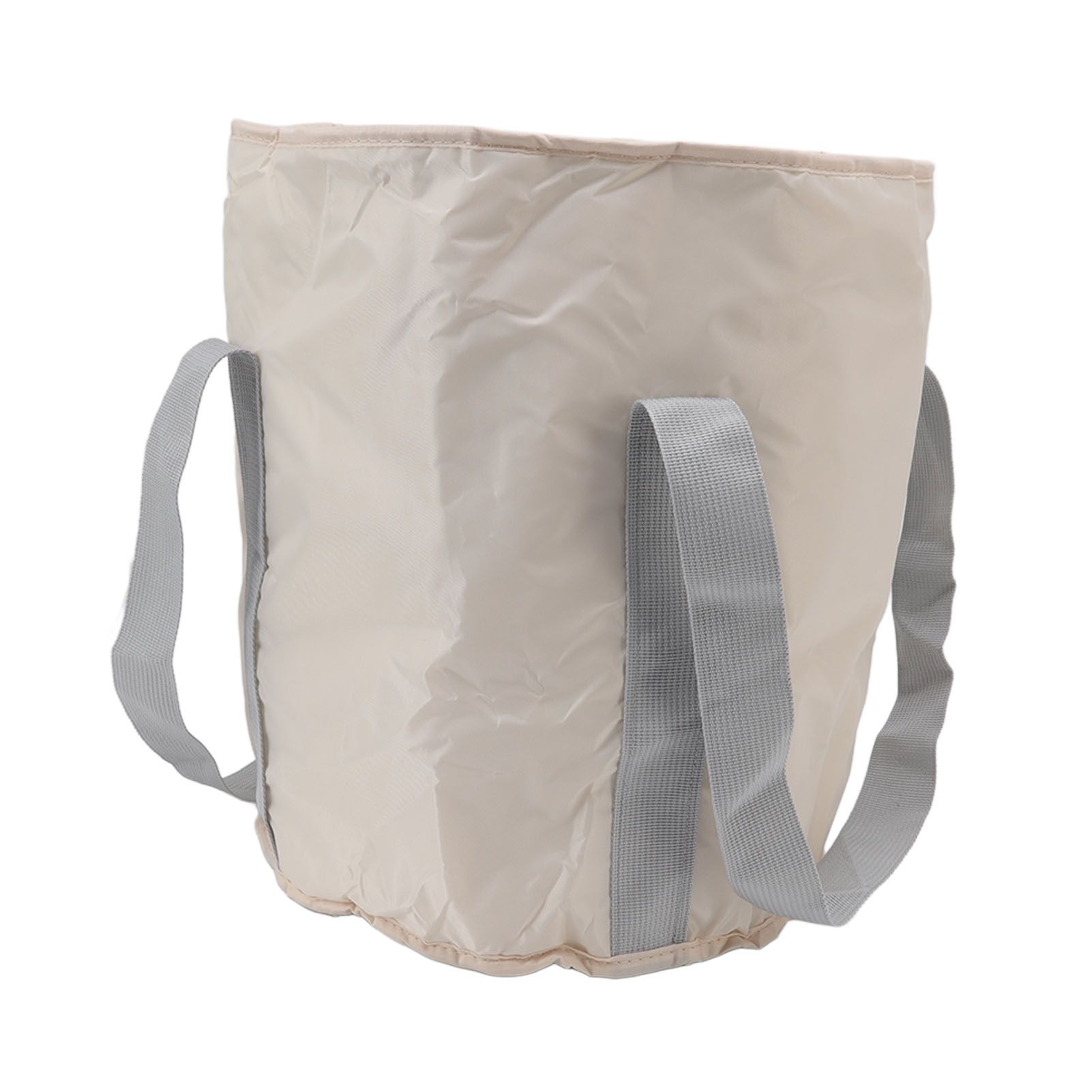 Foldable Foot Tub Polyester Double Layer Collapsible Camping Bucket with Storage Bag for Outdoor Beige - Image 5