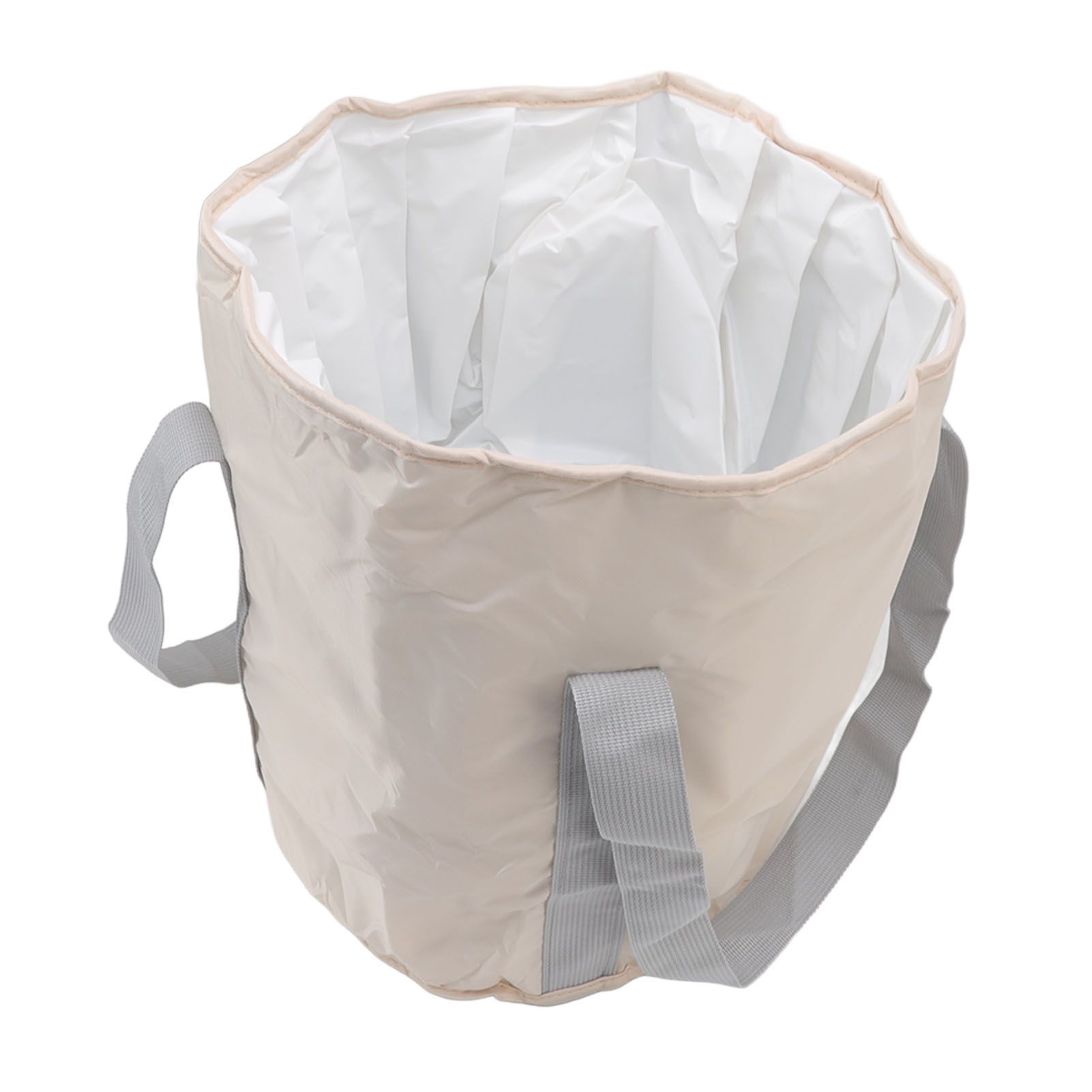 Foldable Foot Tub Polyester Double Layer Collapsible Camping Bucket with Storage Bag for Outdoor Beige - Image 7
