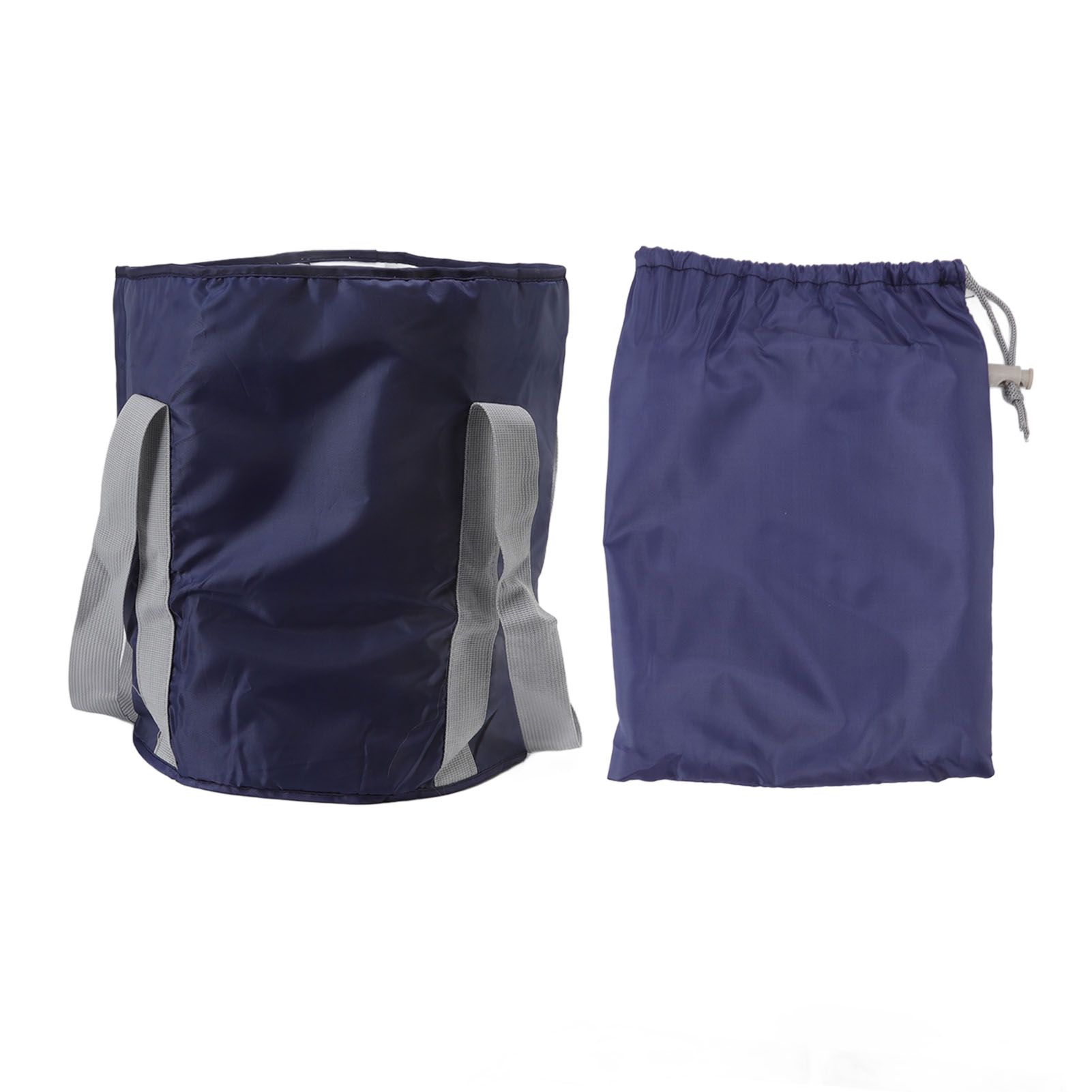 Foldable Foot Tub Polyester Double Layer Collapsible Camping Bucket with Storage Bag for Outdoor Navy Blue - Image 1