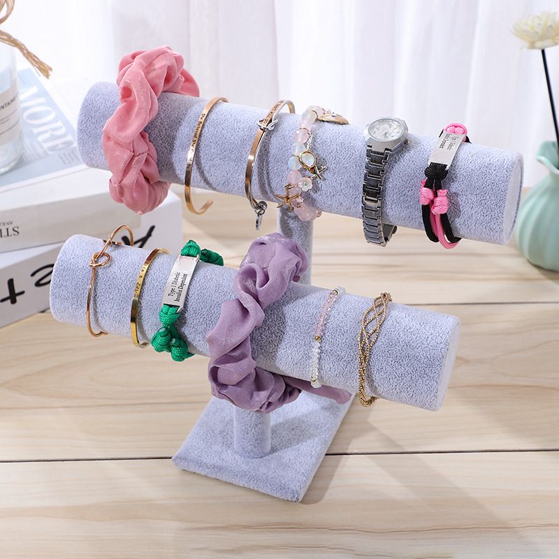 Jewelry Display Stand Simple Fashionable Bracelet Scrunchies Holder for Home Jewelry Store Showcase Grey Double Row - Image 1
