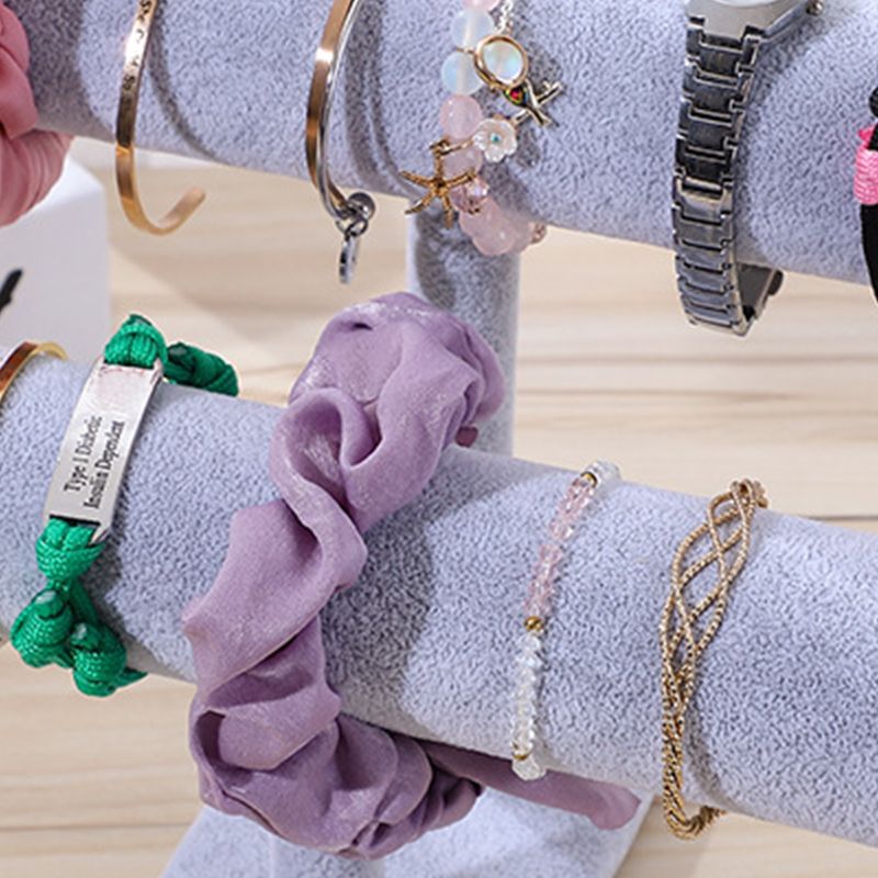 Jewelry Display Stand Simple Fashionable Bracelet Scrunchies Holder for Home Jewelry Store Showcase Grey Double Row - Image 3