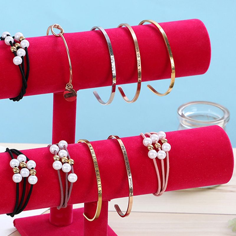Jewelry Display Stand Simple Fashionable Bracelet Scrunchies Holder for Home Jewelry Store Showcase Rose Red Double Row - Image 2