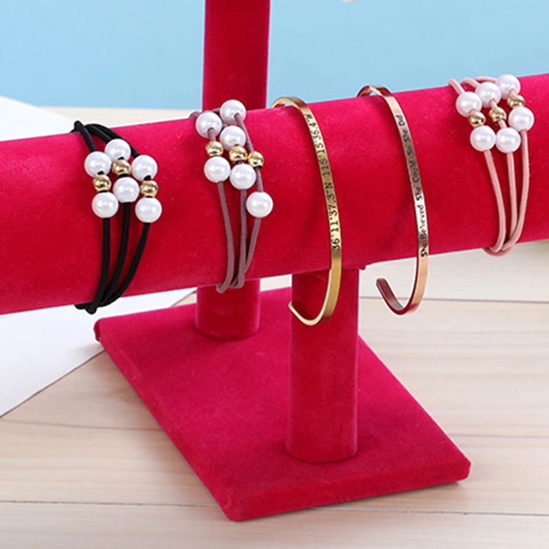 Jewelry Display Stand Simple Fashionable Bracelet Scrunchies Holder for Home Jewelry Store Showcase Rose Red Double Row - Image 4