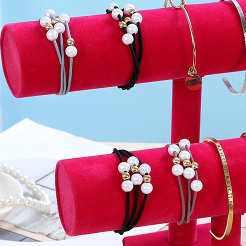 Jewelry Display Stand Simple Fashionable Bracelet Scrunchies Holder for Home Jewelry Store Showcase Rose Red Double Row - Image 5