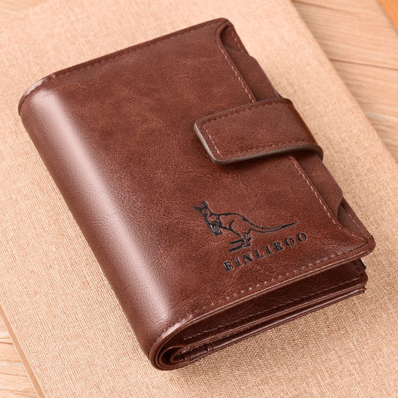 PU Leather Men Wallet Zipper No Degaussing Multi Screens Vertical Vintage Male Wallet for Travelling Working Brown - Image 2