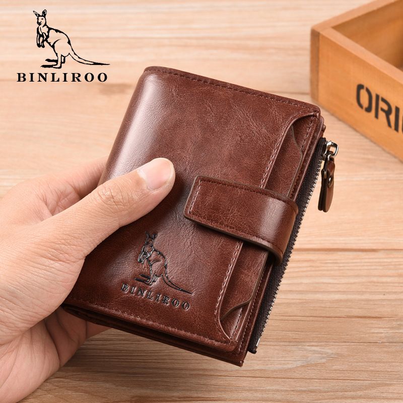 PU Leather Men Wallet Zipper No Degaussing Multi Screens Vertical Vintage Male Wallet for Travelling Working Brown - Image 5