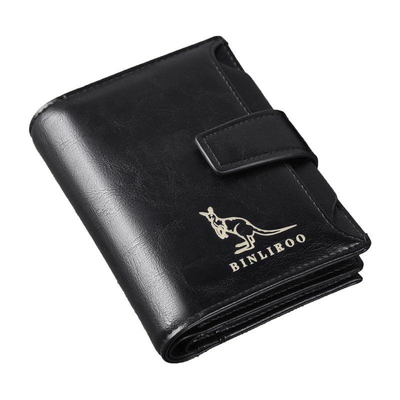 PU Leather Men Wallet Zipper No Degaussing Multi Screens Vertical Vintage Male Wallet for Travelling Working Black - Image 1