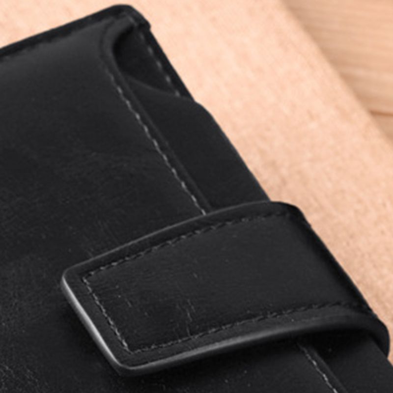 PU Leather Men Wallet Zipper No Degaussing Multi Screens Vertical Vintage Male Wallet for Travelling Working Black - Image 4