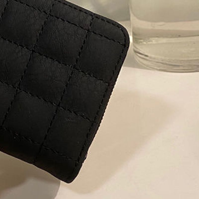 Wallet PU Leather Large Capacity 2 Fold 8 Card Slot Zipper Design for Keys Coins Black - Image 2