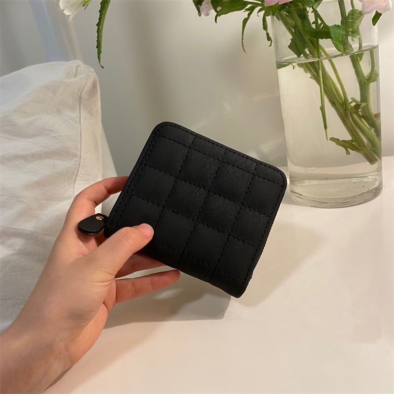 Wallet PU Leather Large Capacity 2 Fold 8 Card Slot Zipper Design for Keys Coins Black - Image 5