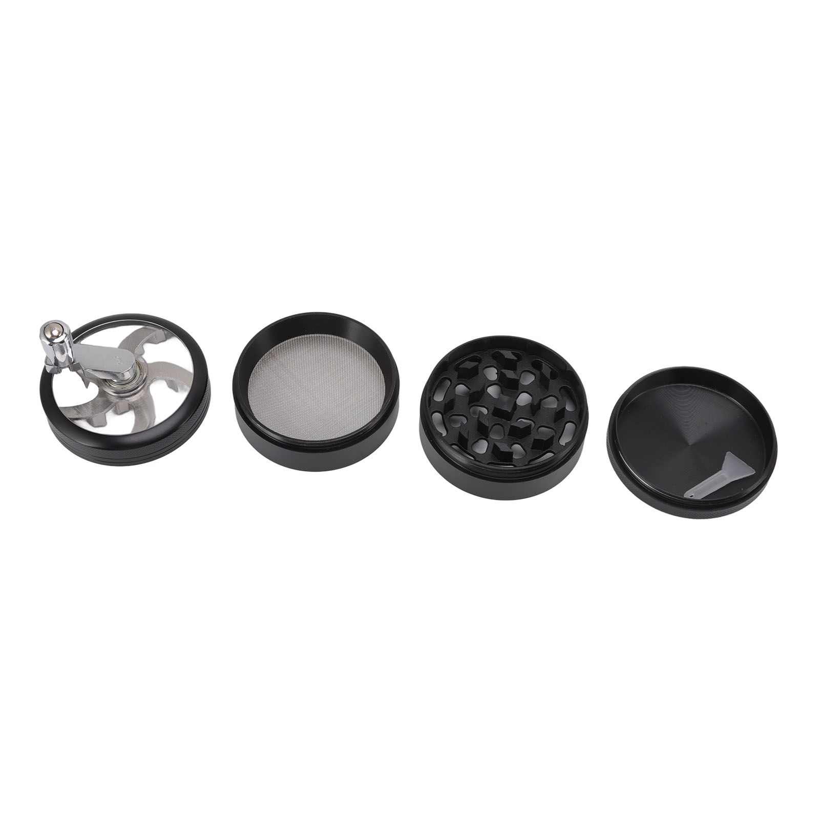 4 Layers Hand Crank Spices Grinder Zinc Alloy 60mm Manual Spice Grinder with Filter - Image 2