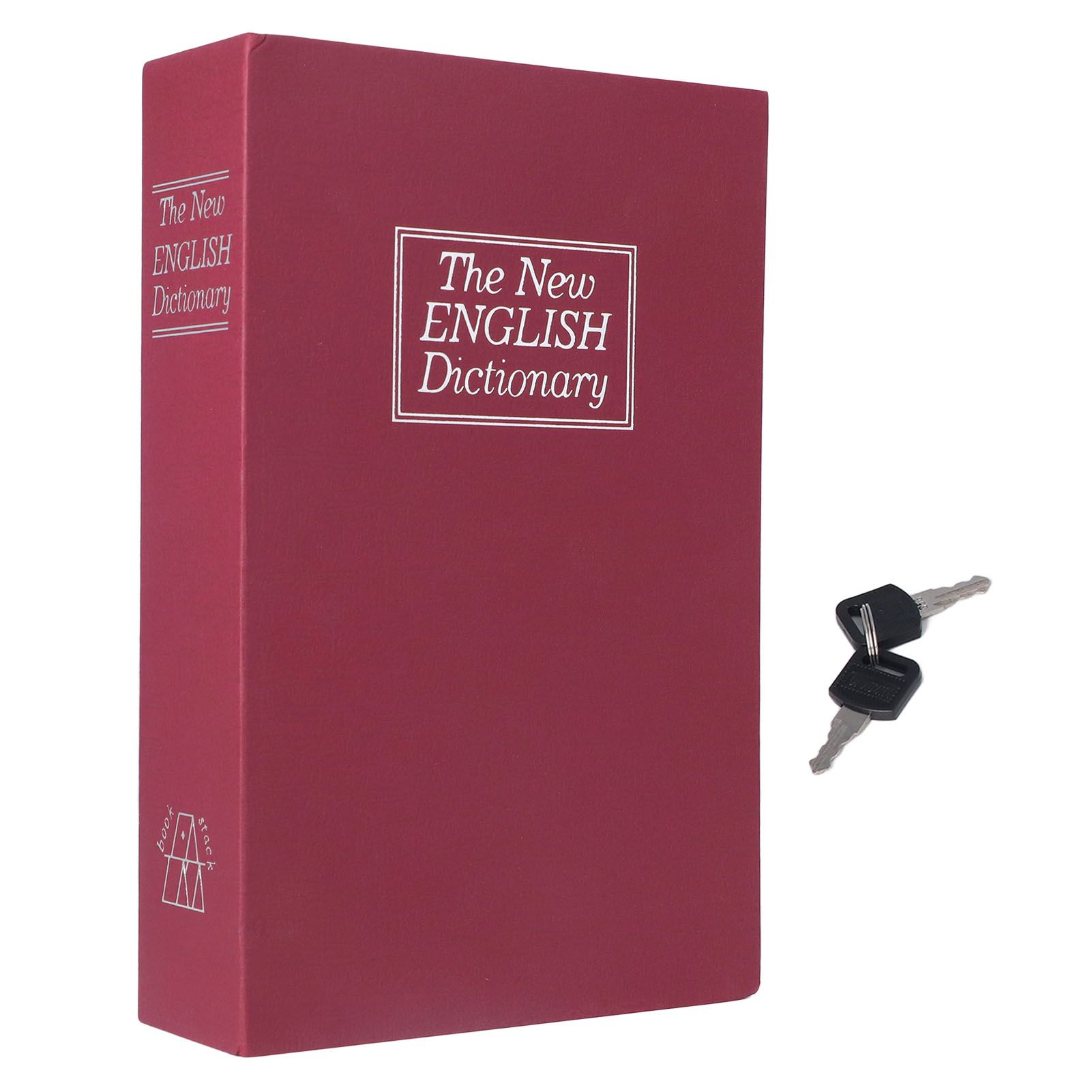 Diversion Book Safe Imitation Books Realistic Stainless Steel Liner Portable Book Safe Storage Box with Key Lock M Red - Image 1