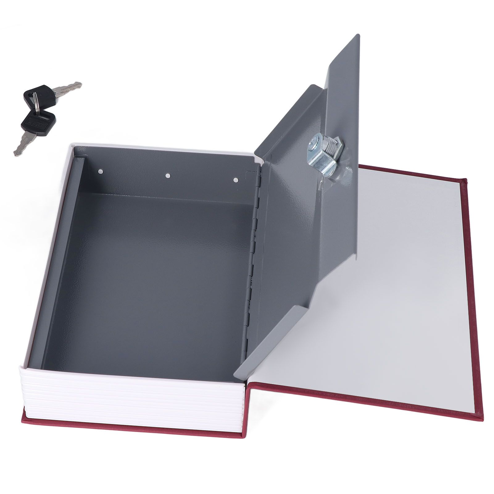 Diversion Book Safe Imitation Books Realistic Stainless Steel Liner Portable Book Safe Storage Box with Key Lock M Red - Image 6