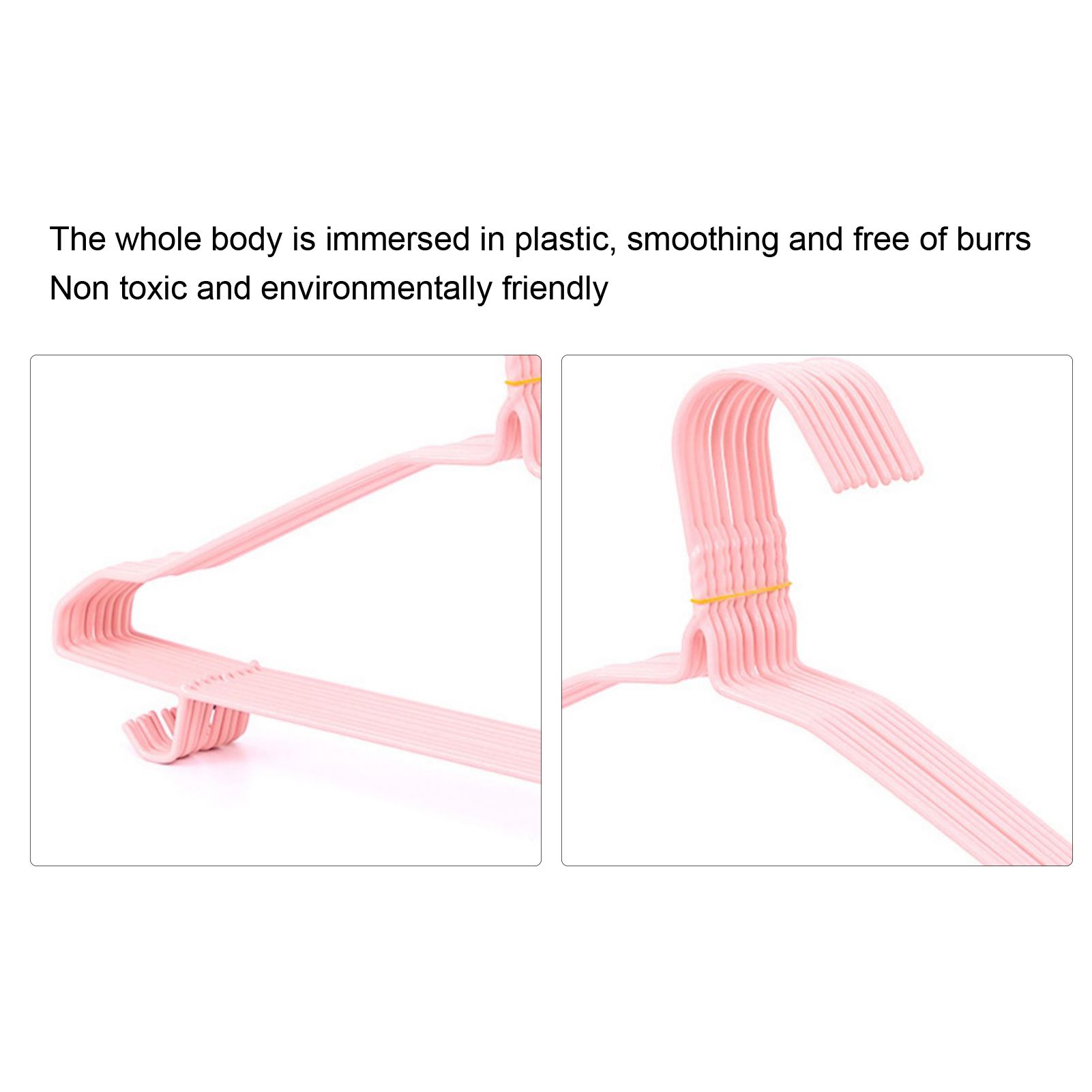 30 Pcs Clothes Hangers Hook Design Anti Skid Environmentally Friendly Metal Hangers for Home Use Pink Blue Random - Image 4
