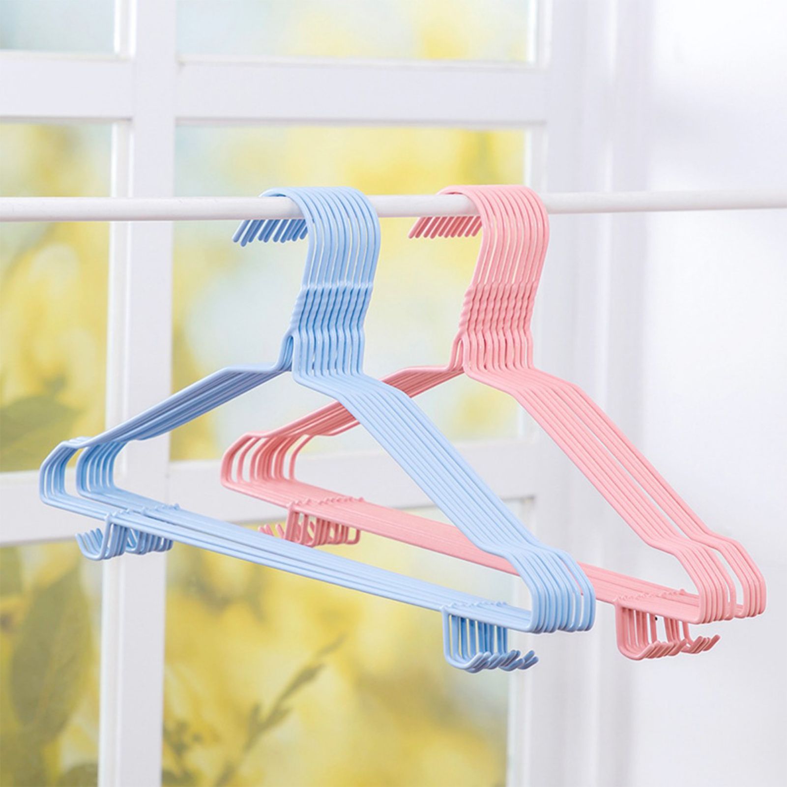 30 Pcs Clothes Hangers Hook Design Anti Skid Environmentally Friendly Metal Hangers for Home Use Pink Blue Random - Image 8