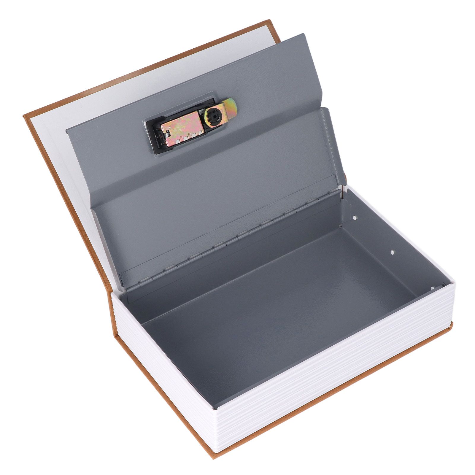 Book Safe Case Simulation Portable Safe Storage Box with Combination Lock for Bank Cards Jewelry Money Brown - Image 8