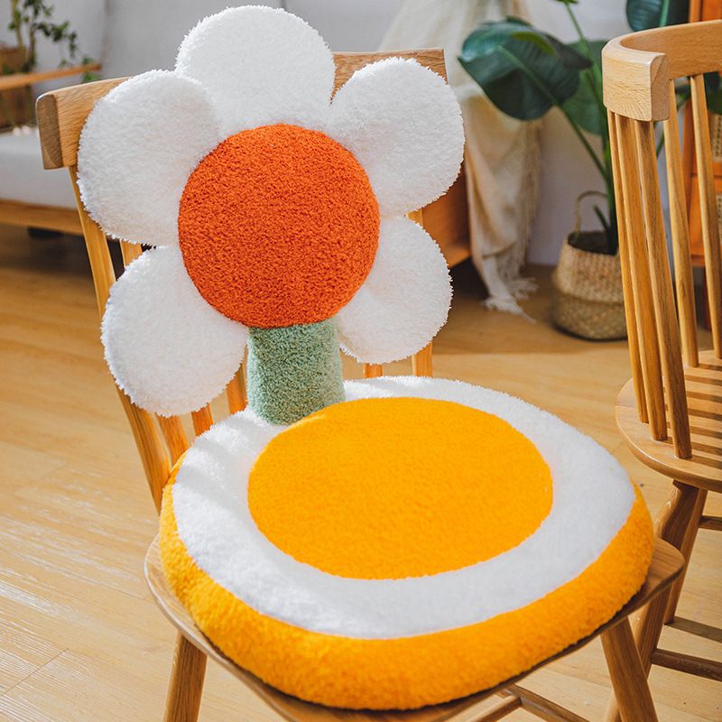 Chair Cushion Office Seats Backrest Cushion Cartoon Shape Seats Cushion Home Decoration Sun Flower White Red Core 40x40x35cm/15.7x15.7x13.8in - Image 1