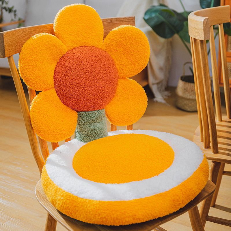Chair Cushion Office Seats Backrest Cushion Cartoon Shape Seats Cushion Home Decoration Sun Flower Yellow Red Core 40x40x35cm/15.7x15.7x13.8in - Image 1