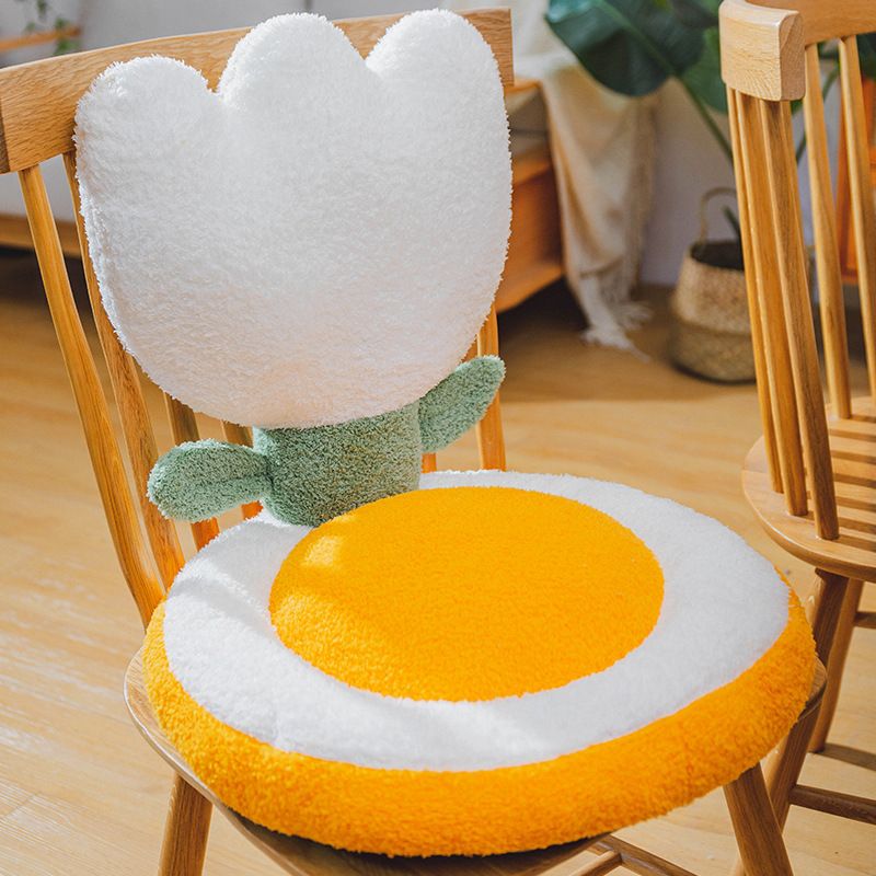 Chair Cushion Office Seats Backrest Cushion Cartoon Shape Seats Cushion Home Decoration Tulip White 40x40x35cm/15.7x15.7x13.8in - Image 1