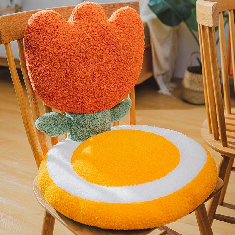 Chair Cushion Office Seats Backrest Cushion Cartoon Shape Seats Cushion Home Decoration Tulip Red 40x40x35cm/15.7x15.7x13.8in - Image 1