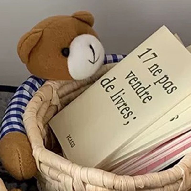 Cute Cartoon Bear Storage Basket Straw Storage Basket for Desktop Office Bedroom L - Image 2