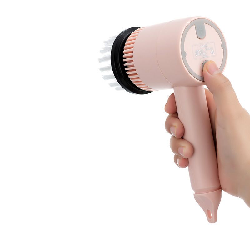 3 Gears Electric Cleaning Brush Cordless Multifunction Plastic with Extended Handle Electric Brush Cleaning Tool for Kitchen Pink 800mah - Image 2