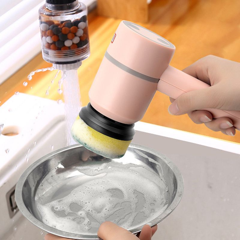 3 Gears Electric Cleaning Brush Cordless Multifunction Plastic with Extended Handle Electric Brush Cleaning Tool for Kitchen Pink 800mah - Image 3