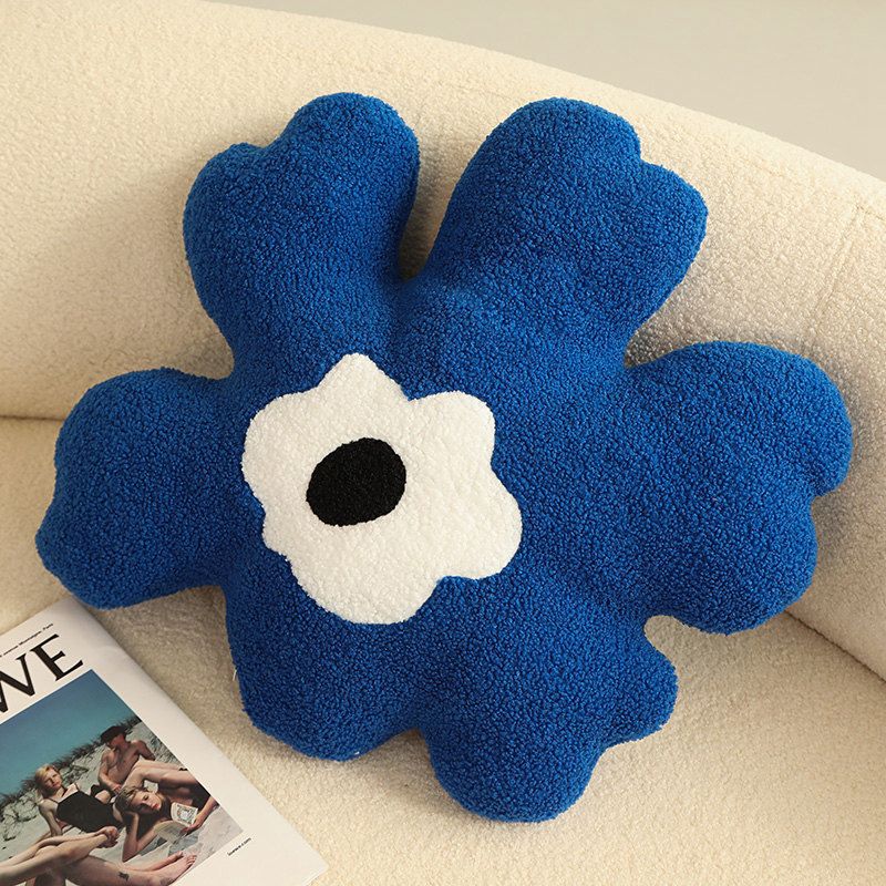 Hugging Pillow Flower Shaped Sponge Filling Soft Thick Decorative Throw Pillow for Sofa Blue - Image 1