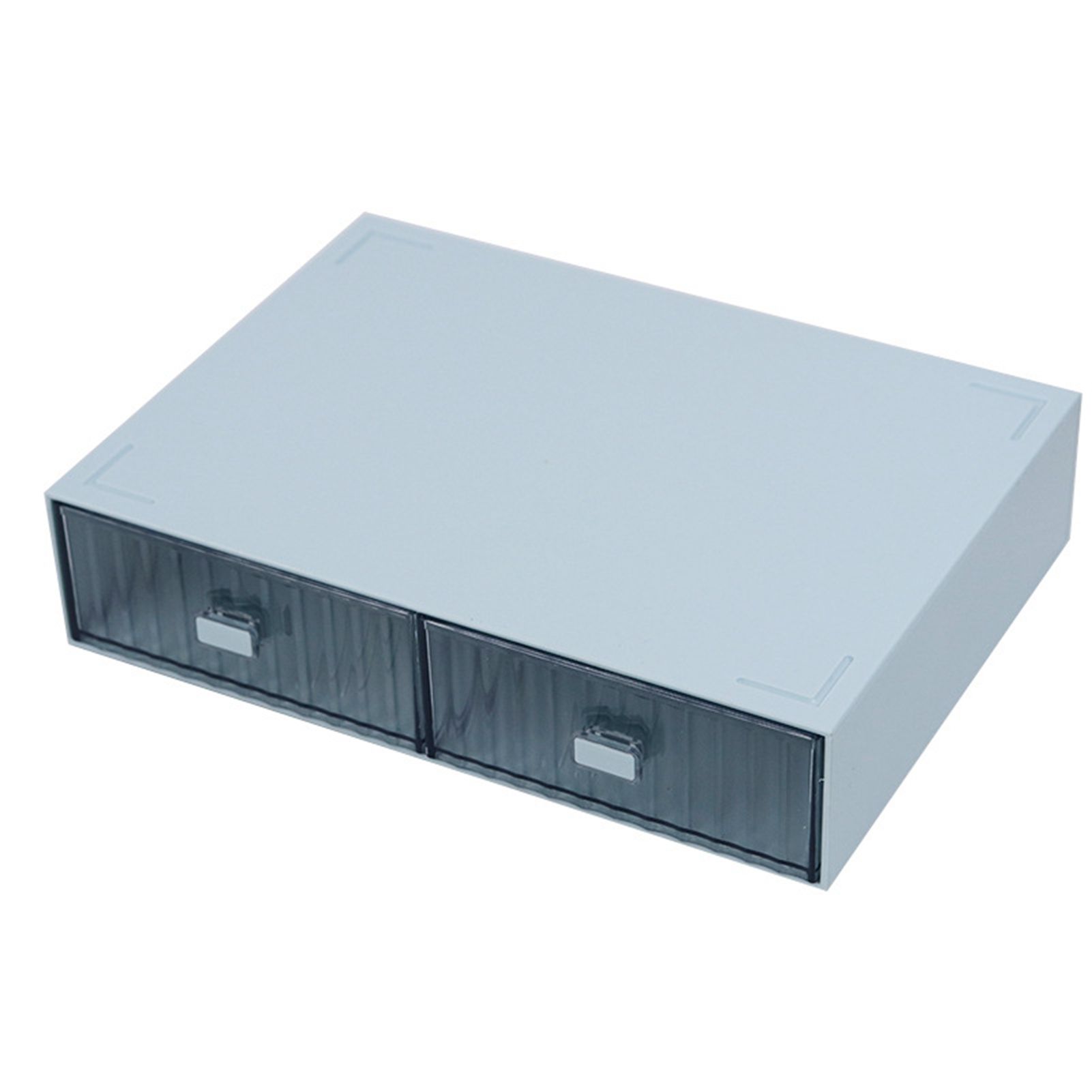 Desktop Drawer Organizer Waterproof Dustproof Plastic DIY Combination Multi Layer Stackable Drawer Storage Case Striped Blue 2 Drawers - Image 1