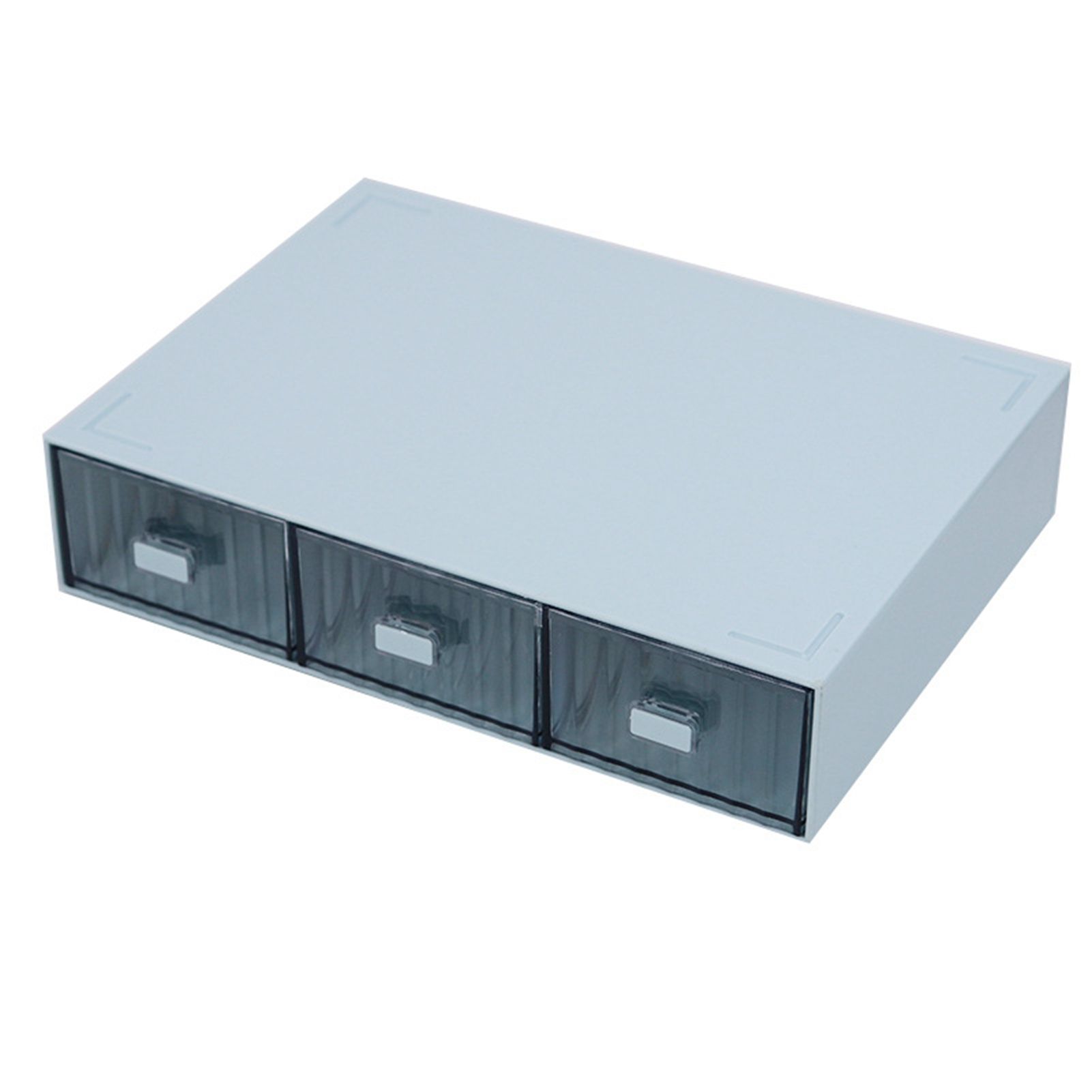 Desktop Drawer Organizer Waterproof Dustproof Plastic DIY Combination Multi Layer Stackable Drawer Storage Case Striped Blue 3 Drawers - Image 1
