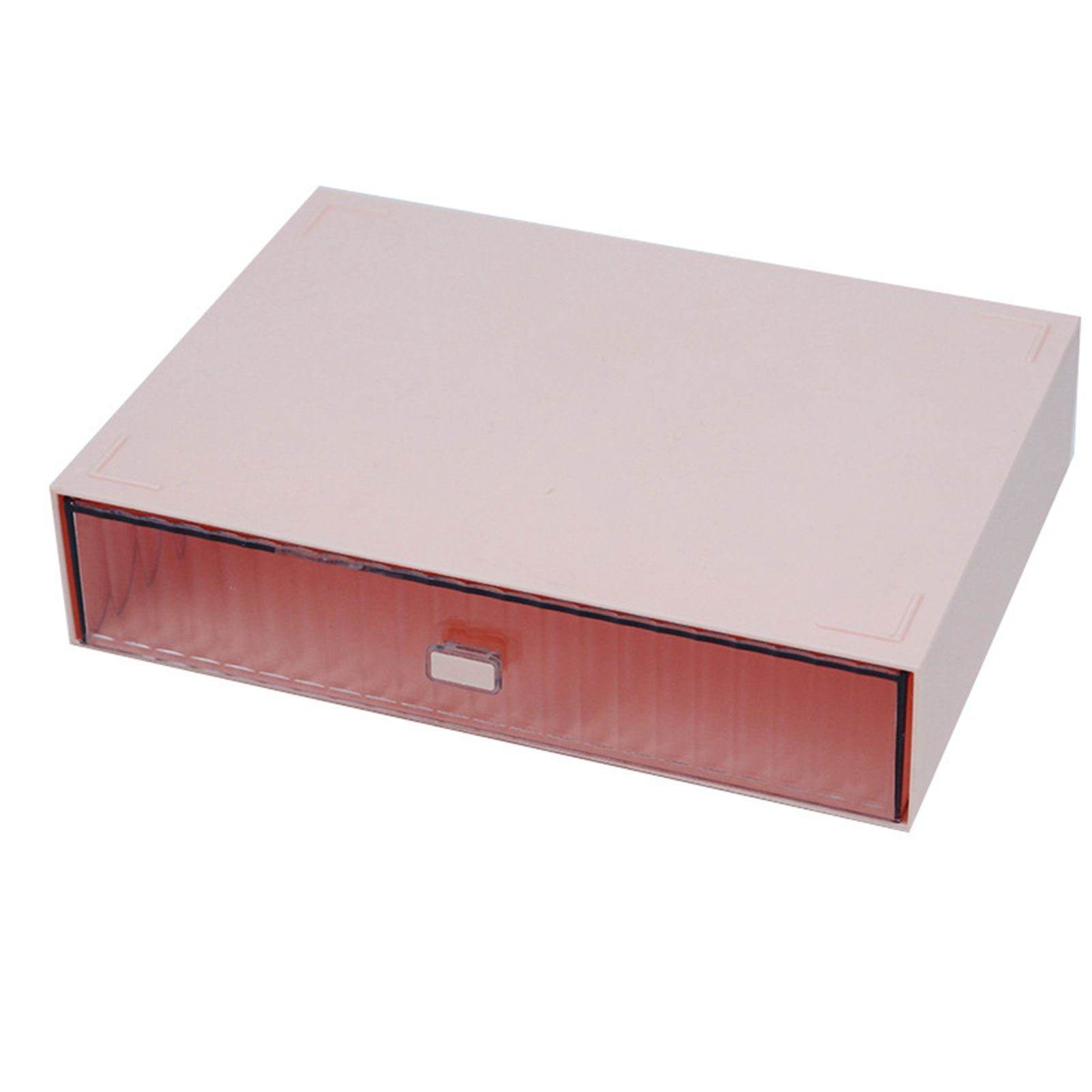 Desktop Drawer Organizer Waterproof Dustproof Plastic DIY Combination Multi Layer Stackable Drawer Storage Case Striped Pink 1 Drawer - Image 1