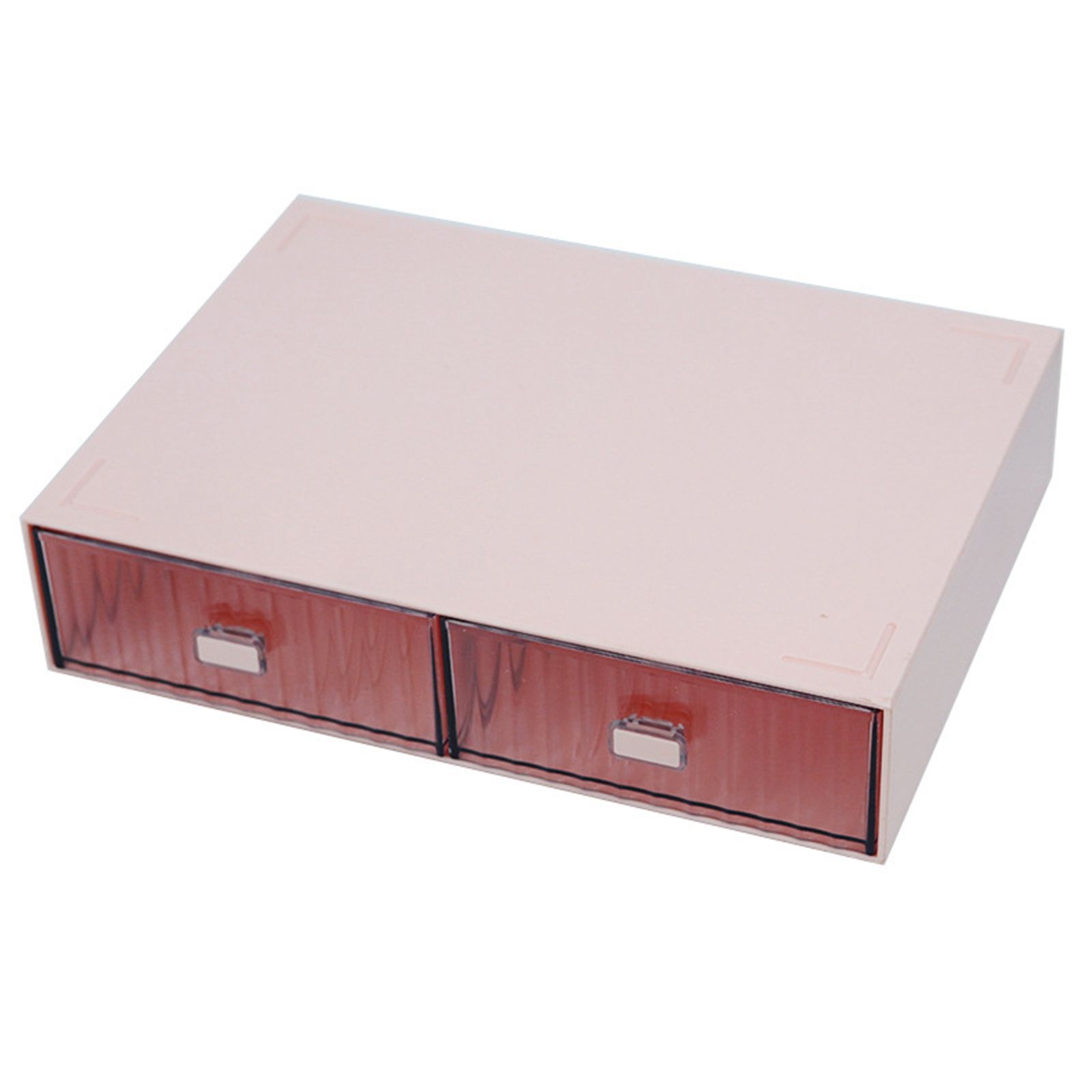 Desktop Drawer Organizer Waterproof Dustproof Plastic DIY Combination Multi Layer Stackable Drawer Storage Case Striped Pink 2 Drawers - Image 1