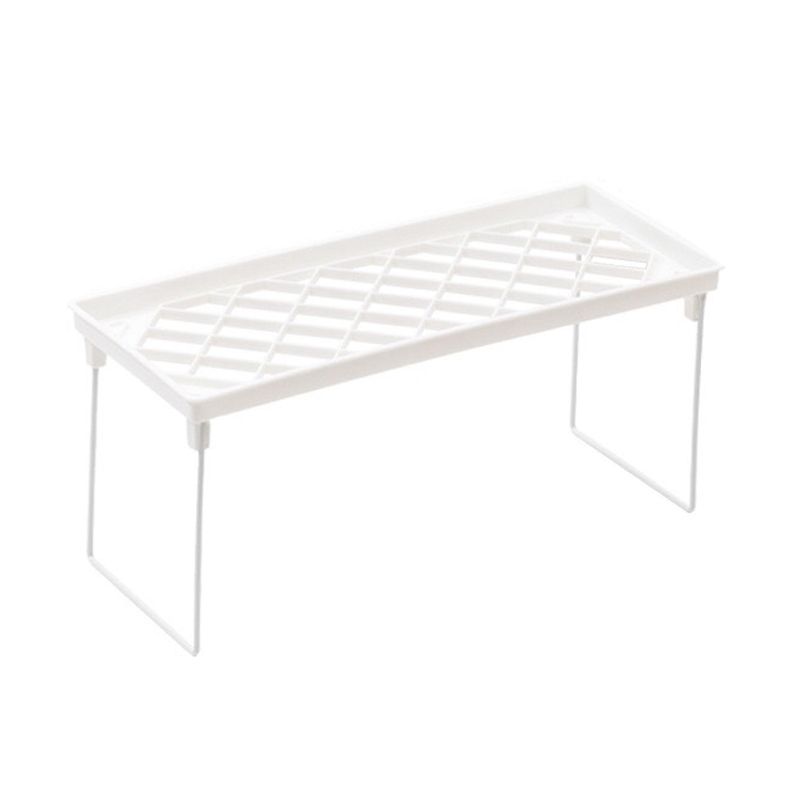 Dormitory Storage Shelf Strong PP Metal Foldable Design Simple Style Desktop Display Shelf for Home Dormitory Office White S - Image 1