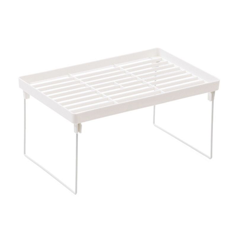 Dormitory Storage Shelf Strong PP Metal Foldable Design Simple Style Desktop Display Shelf for Home Dormitory Office White M - Image 1