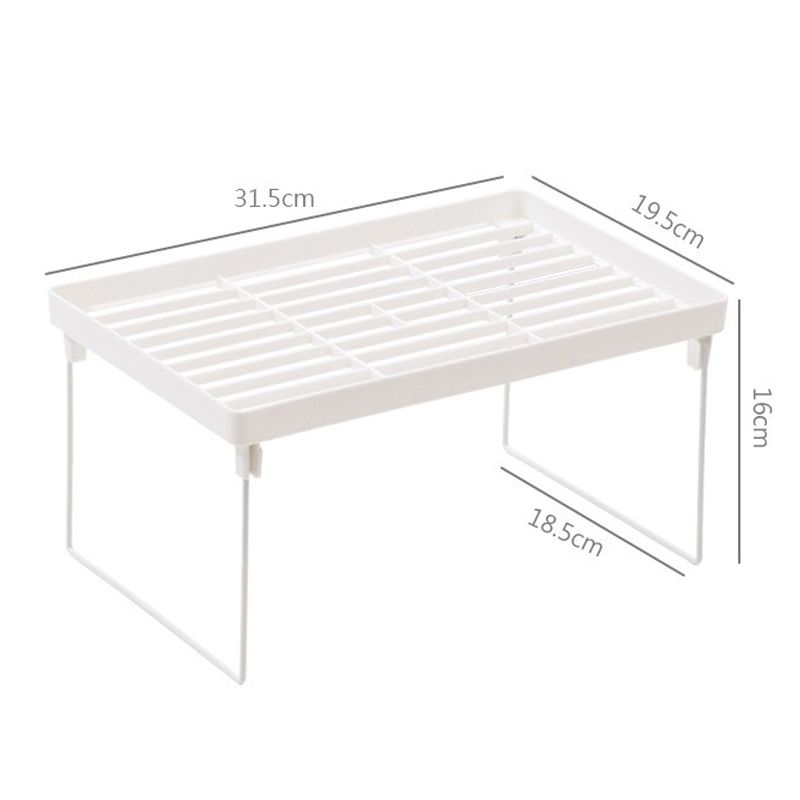 Dormitory Storage Shelf Strong PP Metal Foldable Design Simple Style Desktop Display Shelf for Home Dormitory Office White M - Image 2