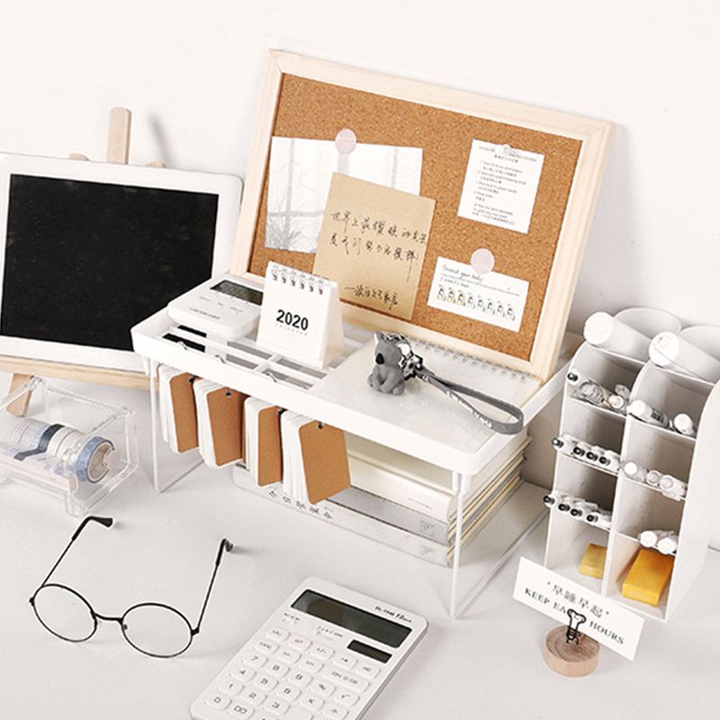 Dormitory Storage Shelf Strong PP Metal Foldable Design Simple Style Desktop Display Shelf for Home Dormitory Office White M - Image 4