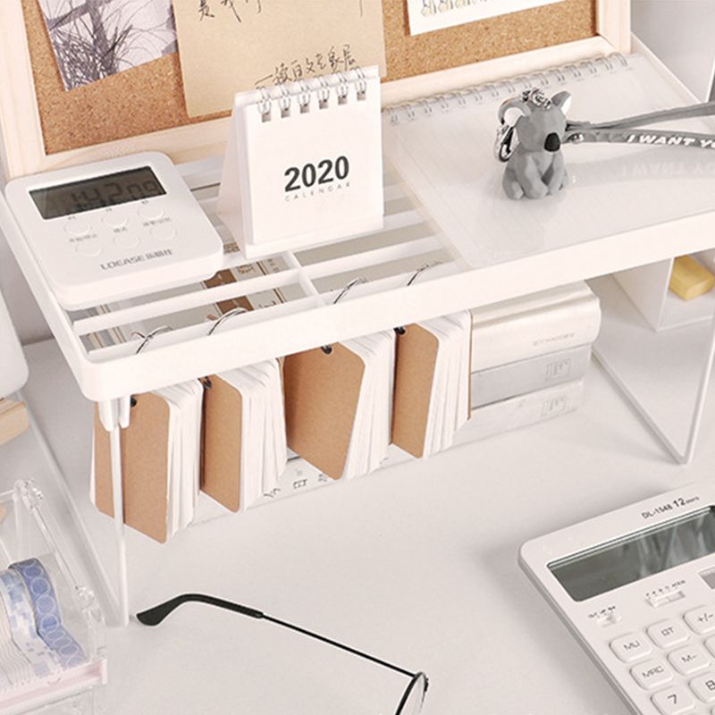 Dormitory Storage Shelf Strong PP Metal Foldable Design Simple Style Desktop Display Shelf for Home Dormitory Office White M - Image 5