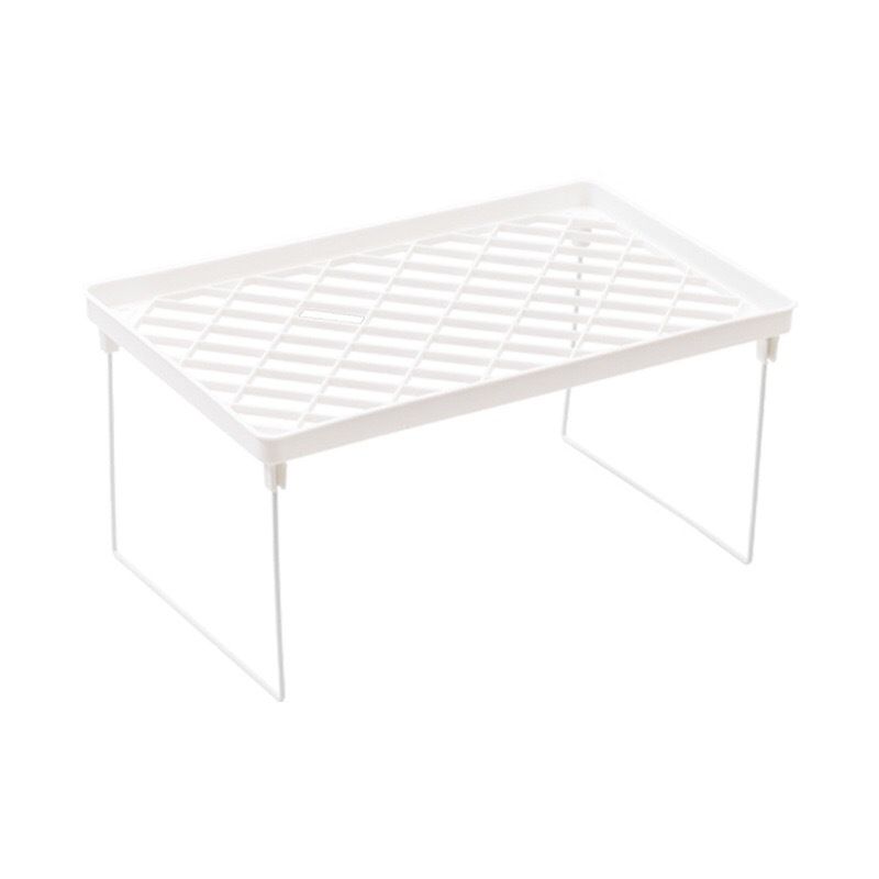 Dormitory Storage Shelf Strong PP Metal Foldable Design Simple Style Desktop Display Shelf for Home Dormitory Office White L - Image 1
