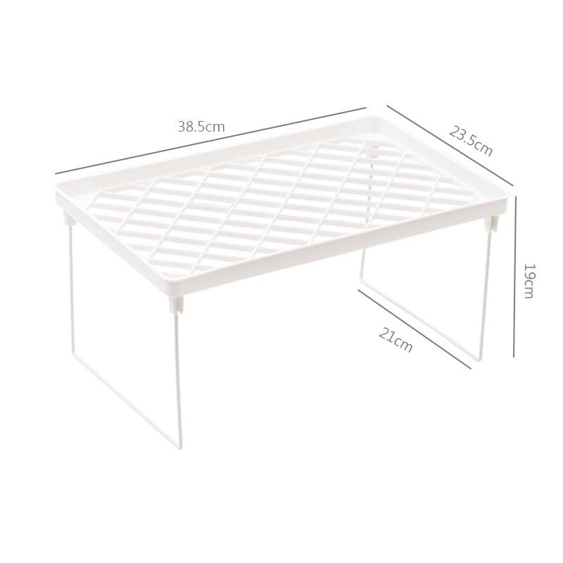 Dormitory Storage Shelf Strong PP Metal Foldable Design Simple Style Desktop Display Shelf for Home Dormitory Office White L - Image 2