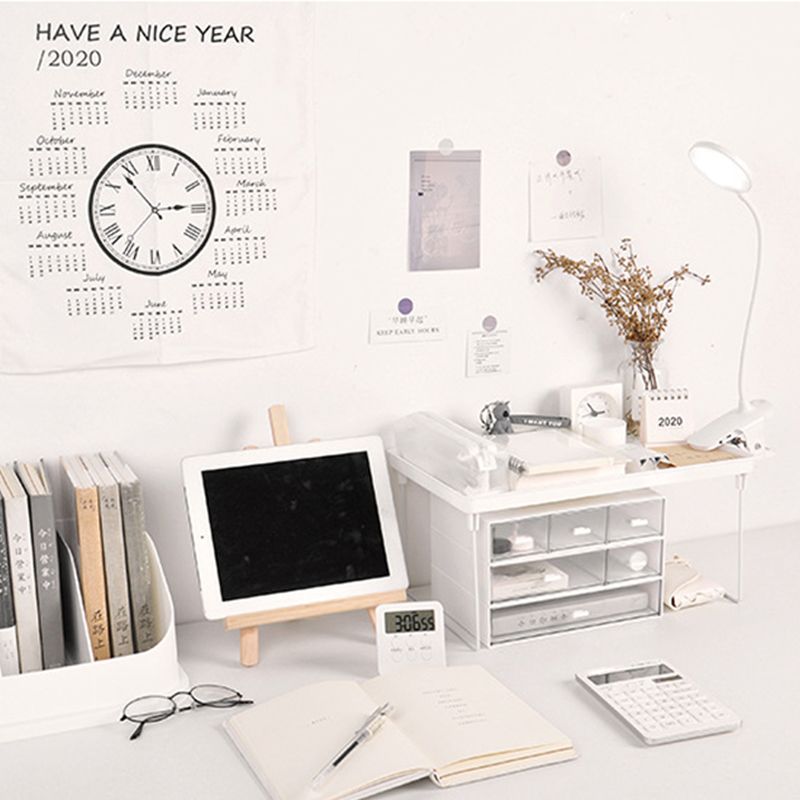 Dormitory Storage Shelf Strong PP Metal Foldable Design Simple Style Desktop Display Shelf for Home Dormitory Office White L - Image 5