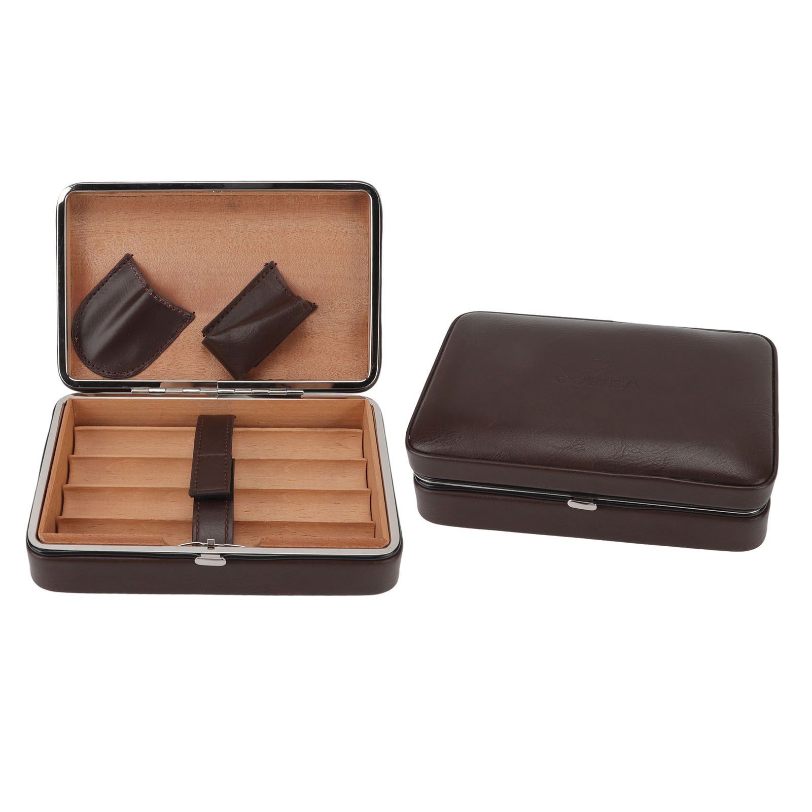 Cigar Holder Case Portable Travel Leather Cigar Humidor Case with Cedarwood Lining for 4 Count Cigars - Image 5