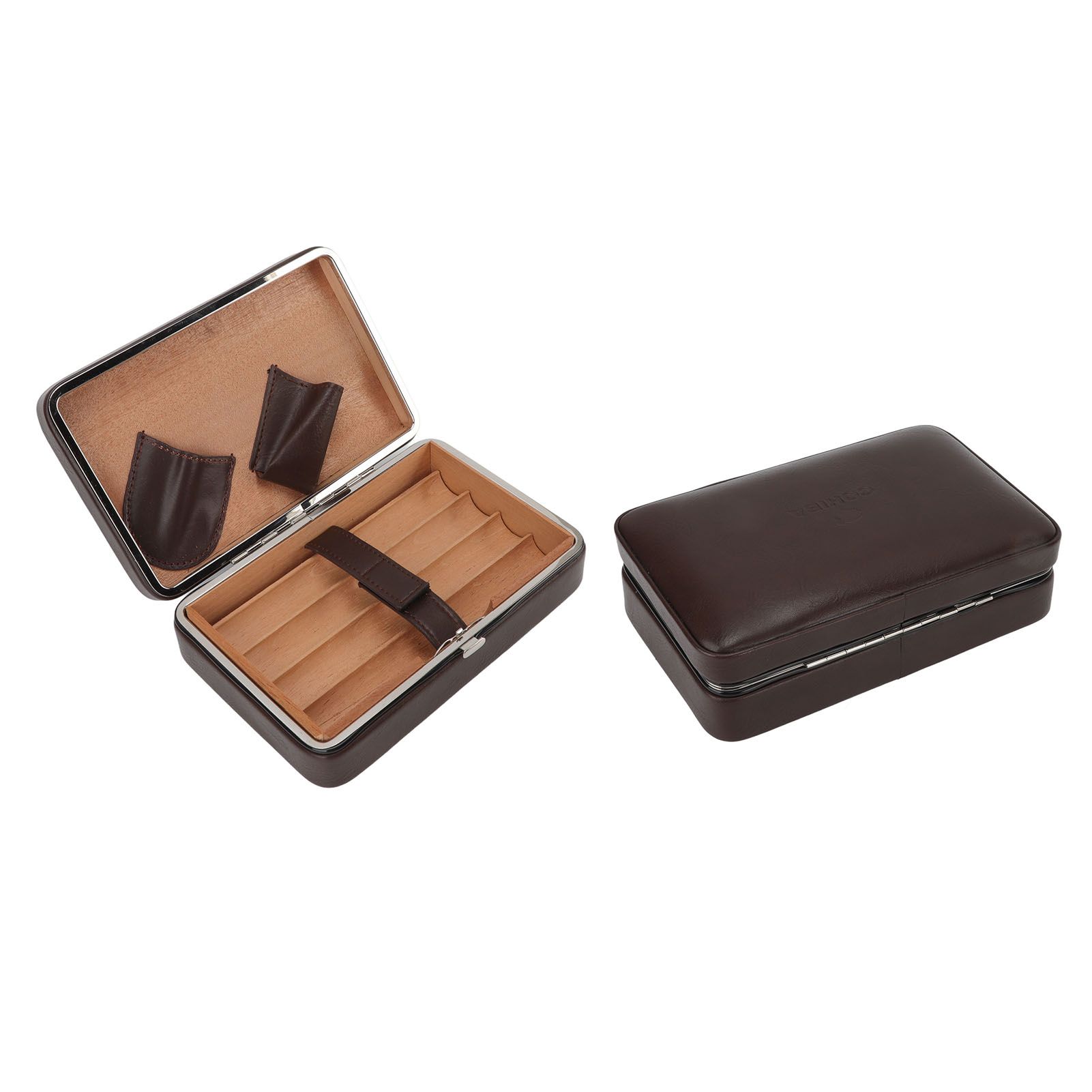 Cigar Holder Case Portable Travel Leather Cigar Humidor Case with Cedarwood Lining for 4 Count Cigars - Image 6