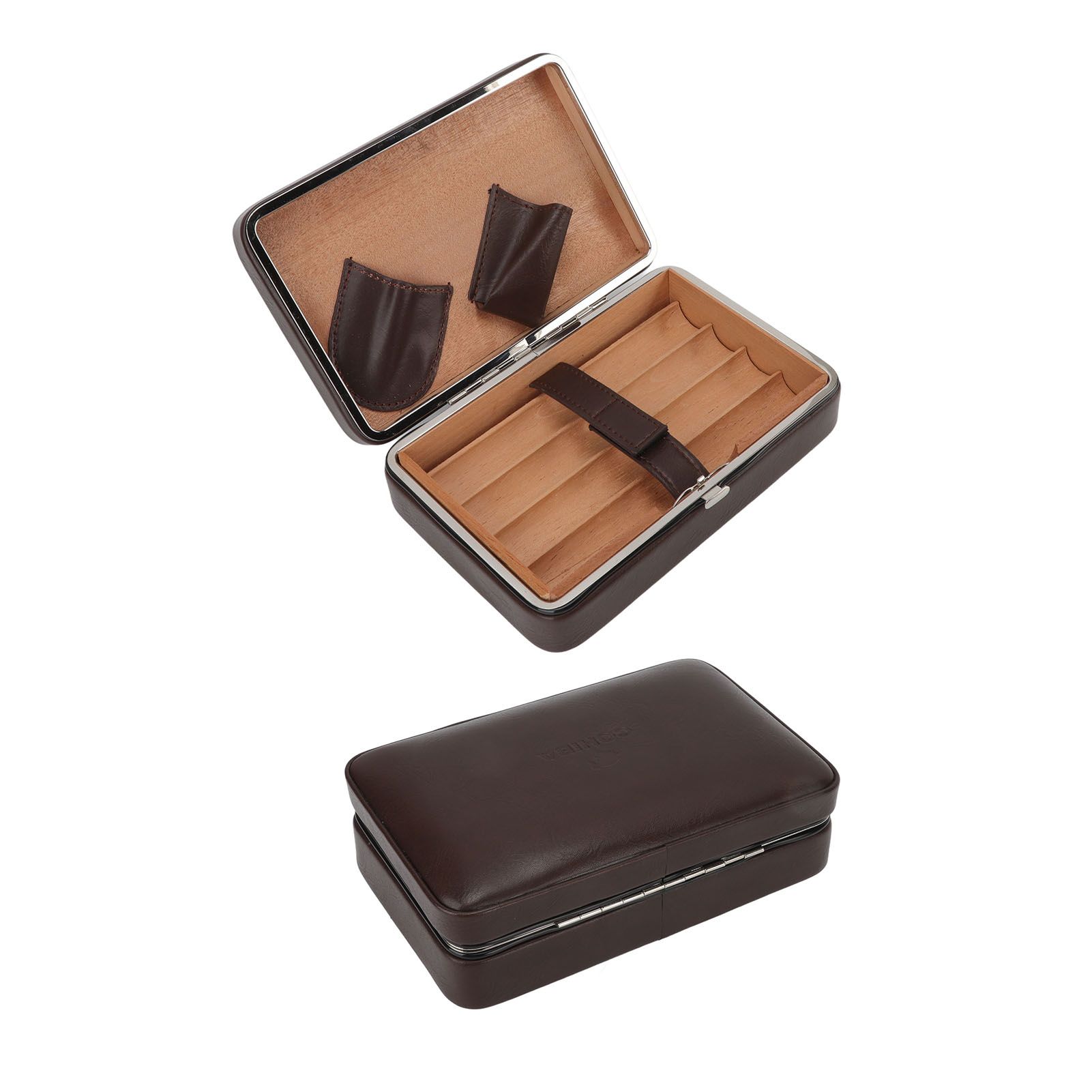 Cigar Holder Case Portable Travel Leather Cigar Humidor Case with Cedarwood Lining for 4 Count Cigars - Image 7