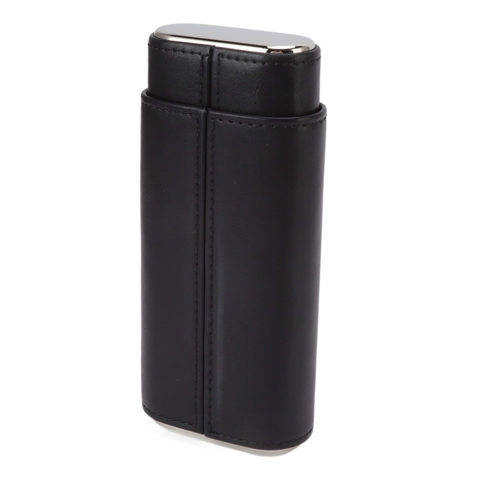 3 Finger Cigar Case Iron Cover Portable Soft Glossy Leather Cigar Holder Case with Cutter for Travel Black - Image 7