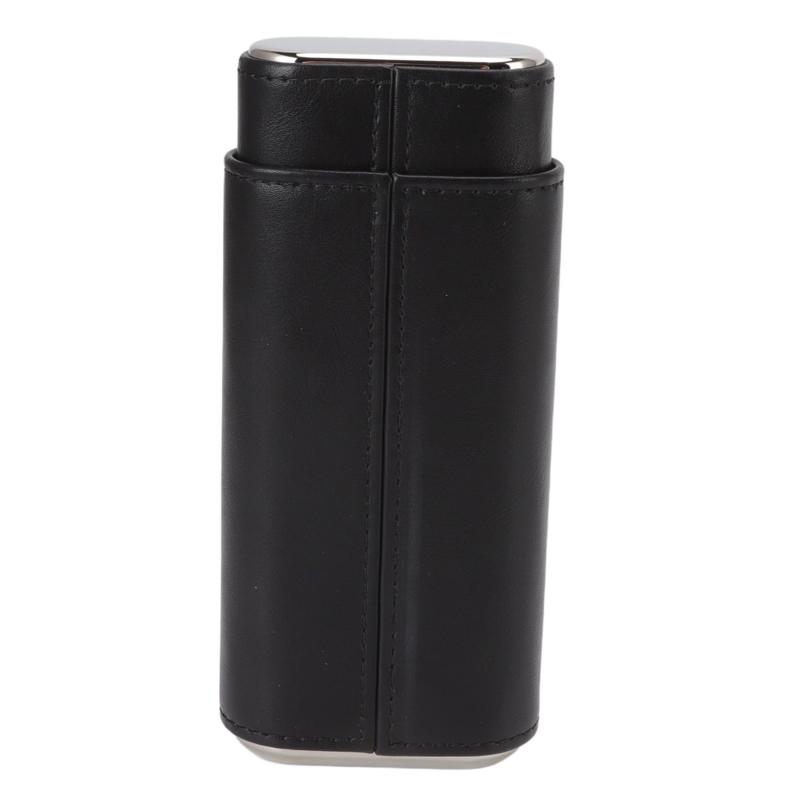 3 Finger Cigar Case Iron Cover Portable Soft Glossy Leather Cigar Holder Case with Cutter for Travel Black - Image 8